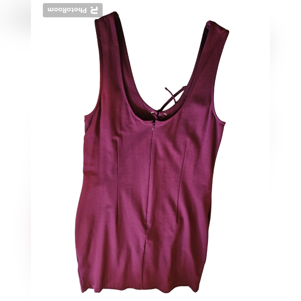 Guess womens XL mini dress NWOT. Maroon lace up front and back zipper. - Picture 6 of 12